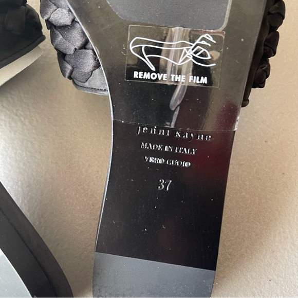 Jenni Kayne Silk Braided Black Mules / Slide Flats EU37 US7 Made in Italy - Picture 10 of 11